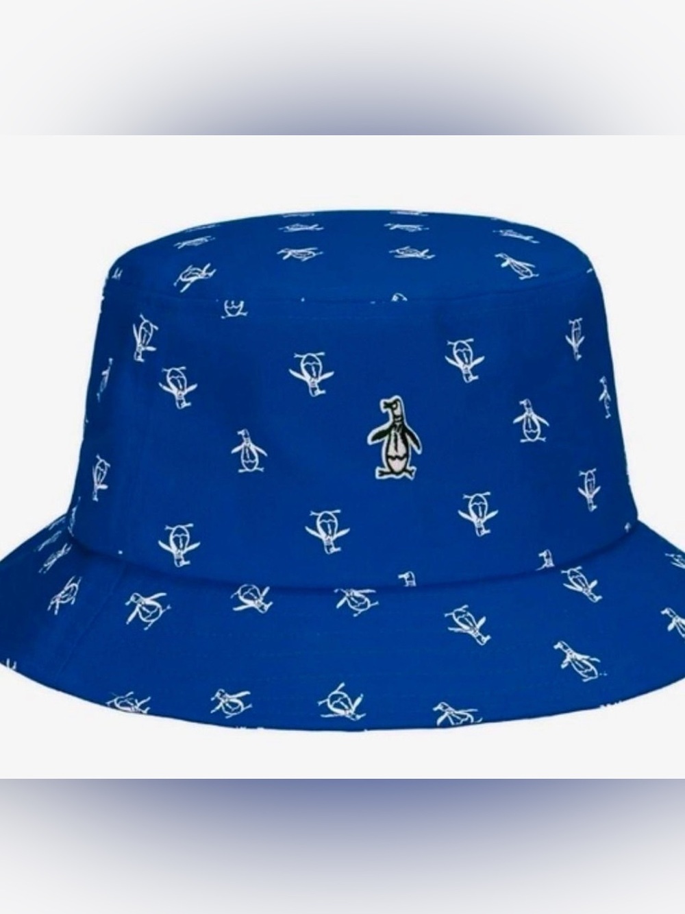 Original Penguin Mens Blue Bucket Hat Pete Penguin Logo Cotton NEW